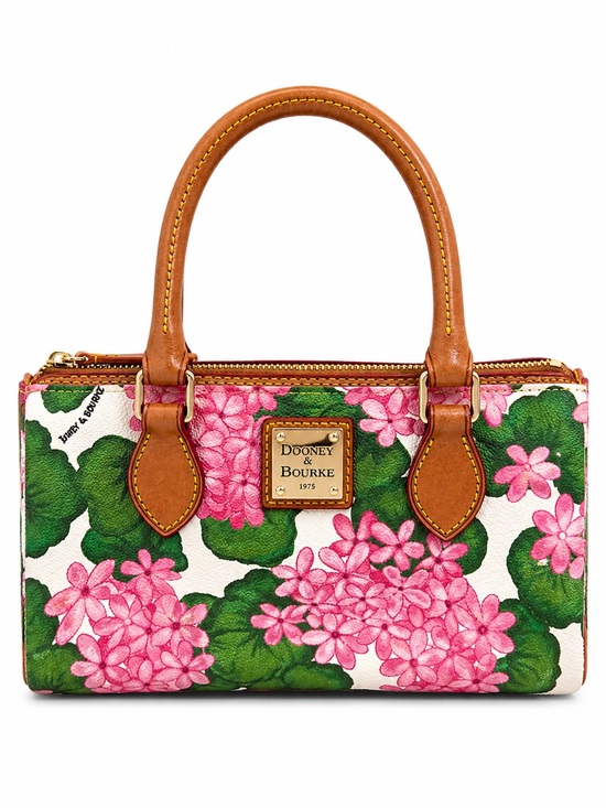 Dooney & Bourke Handbags - Dooney & Bourke Pink Floral Satchel with Tan Trim CT